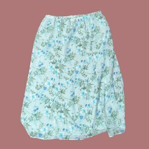 Vintage Pastel Green Floral Midi Skirt // petite Cottagecore soft girl feminine